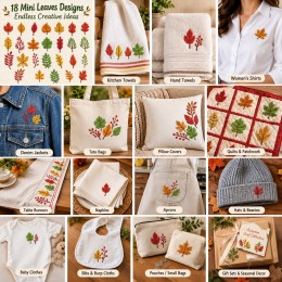 18 Cute Mini Leaves Embroidery Design Bundle 18 Cute Mini Leaves Embroidery Design Bundle