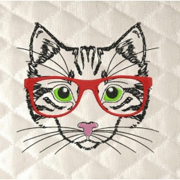 Cat with glasses embrodery design