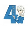 Elsa Frozen Birthday with number 4 embroidery design