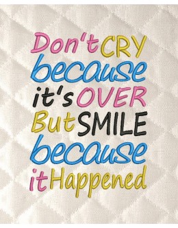 Don't cry embroidery design