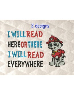 Marshal dog with i will read Reading Pillow