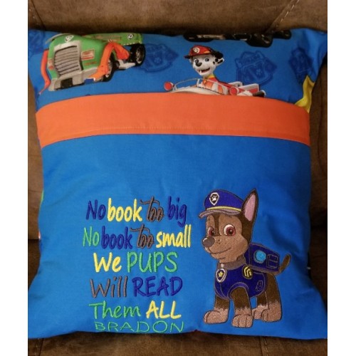 Paw Patrol Chase embroidery with no book too big