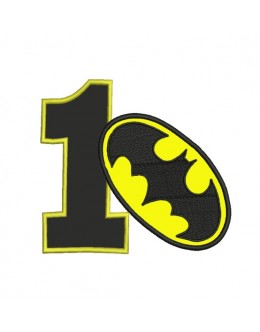 Batman logo birthday with number 1 embroidery design