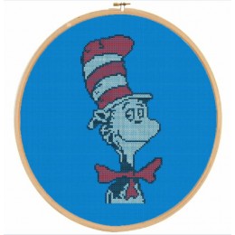 Cat in the hat cross stitch embroidery design