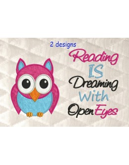 Owl applique with Reading is dreaming