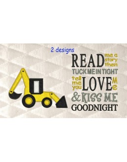 Digger applique with read me a story