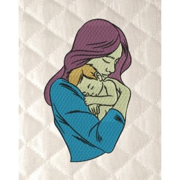 Mother with baby embroidery design
