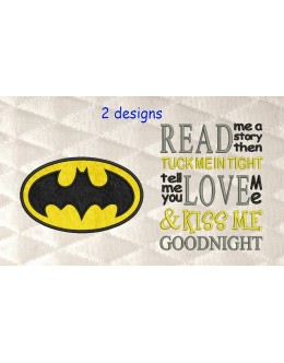 Batman logo with read me a story