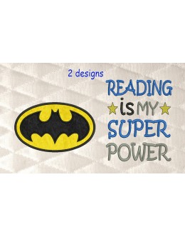 Batman logo with Reading is My Superpower 