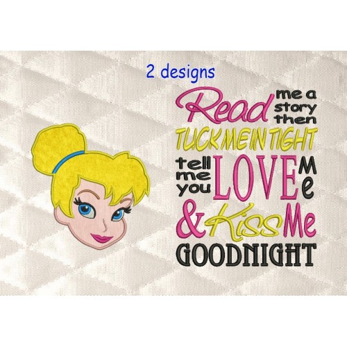 Tinkerbell face with read me a story Reading Pillow