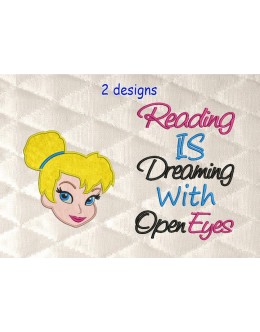 Tinkerbell face with reading is dreaming Reading Pillow