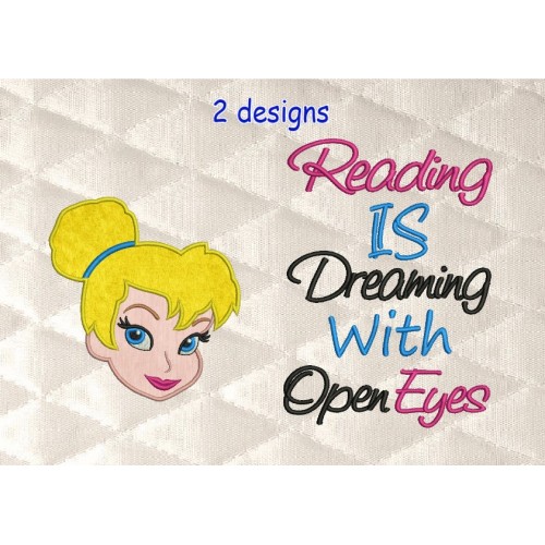 Tinkerbell face with reading is dreaming Reading Pillow