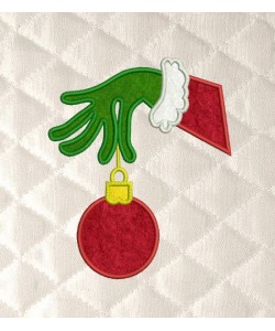 Grinch Hand ornament embroidery