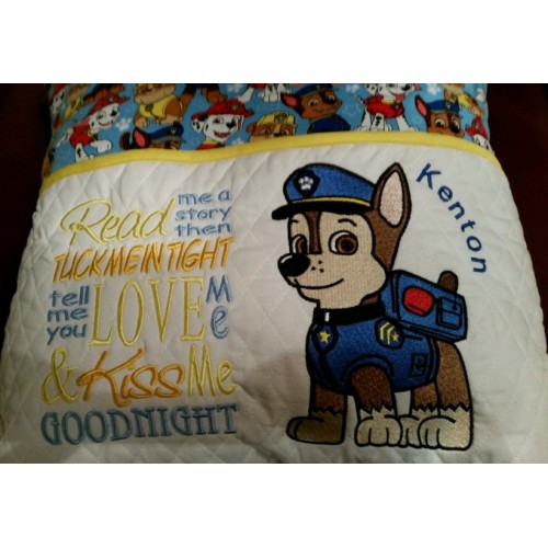 Paw Patrol Chase embroidery with read me a story