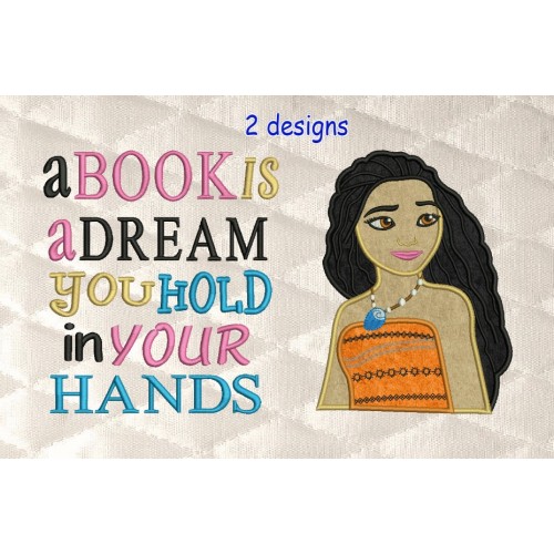 Moana Applique with a book is a dream