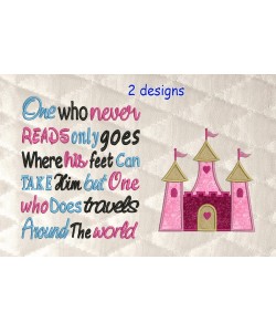 castle princess applique with One who never reads 2 designs 3 sizes