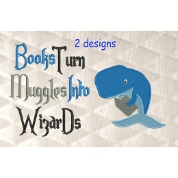 Whale read with books turn