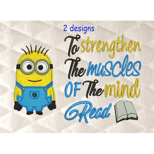 Minion Bob with to strengthen reading pillow embroidery designs
