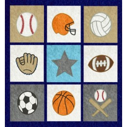 sports quilt applique set 9 designs