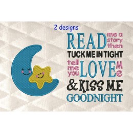 Moon and star with read me a story Reading Pillow