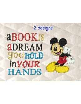 Mickey Mouse with a book is a dream designs