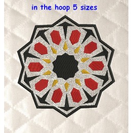 Moroccan tiles coasters applique in the hoop