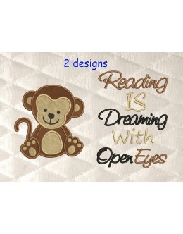Baby monkey with reading is dreaming