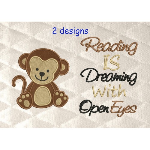 Baby monkey with reading is dreaming