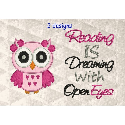 Owl girl with reading is dreaming
