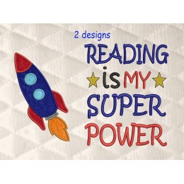 Space rocket Reading is My Superpower Reading Pillow
