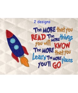 Space rocket applique with the more that you read