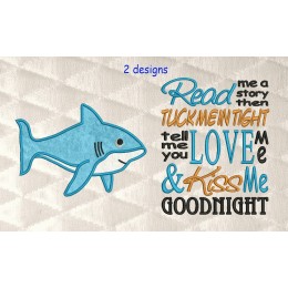 Shark applique with Read me Reading Pillow