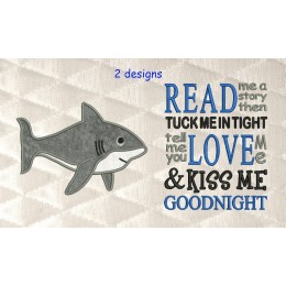 Shark applique with Read me a story Reading Pillow