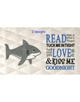 Shark applique with Read me a story Reading Pillow