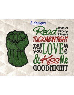 Hulk Fist applique with read me 2 designs 3 sizes