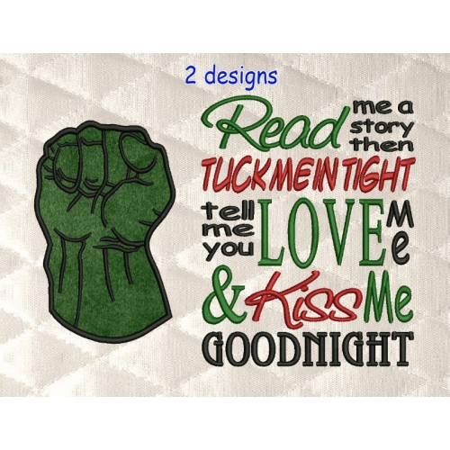 Hulk Fist applique with read me 2 designs 3 sizes