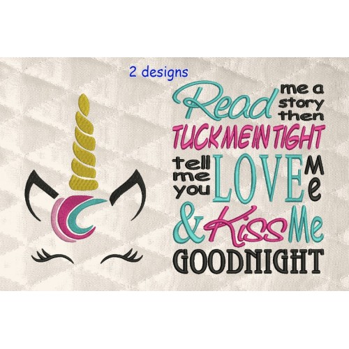 unicorn jeune embroidery with read me 2 designs 3 sizes