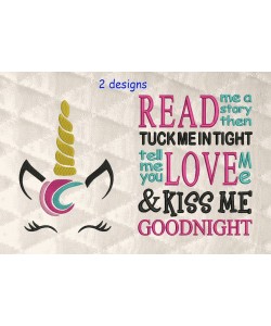 unicorn jeune embroidery with read me a story 2 designs 3 sizes