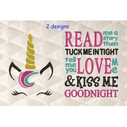 unicorn jeune embroidery with read me a story 2 designs 3 sizes