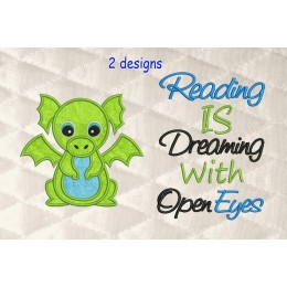 Baby Dragon with reading is dreaming