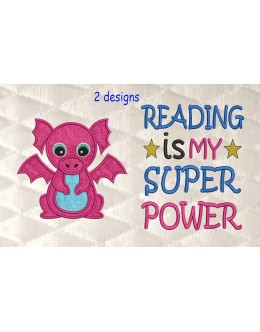 Baby Dragon with reading is my superpower