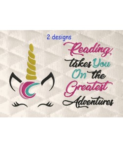 unicorn jeune embroidery with reading takes you 2 designs 3 sizes