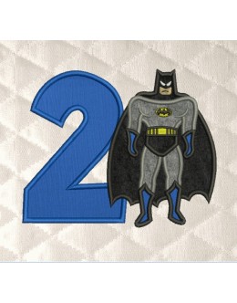 Batman Birthday Number 2 embroidery design