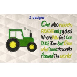 Tractor applique with One who never reads