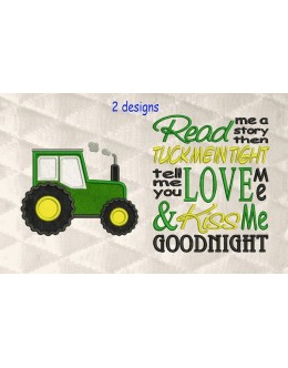 Tractor applique with read me