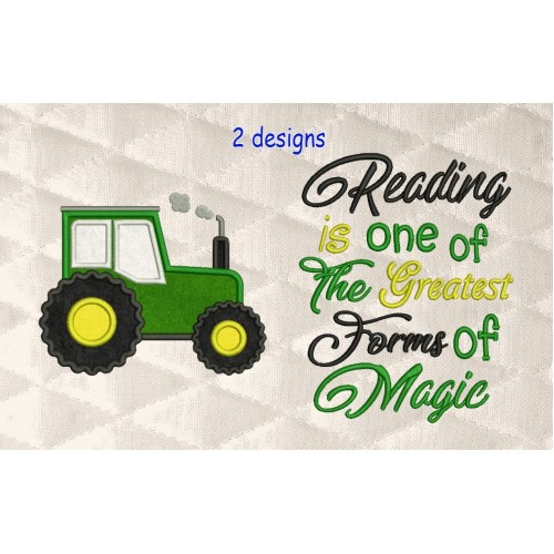 Tractor applique with Reading is one
