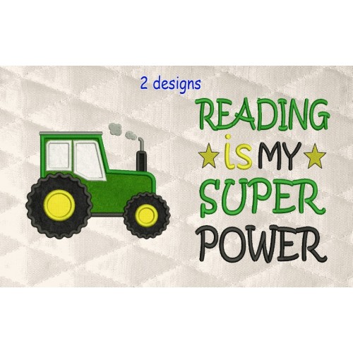 Tractor applique with Reading is My Superpower