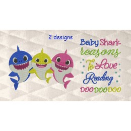 Baby shark embroidery with baby shark reasons