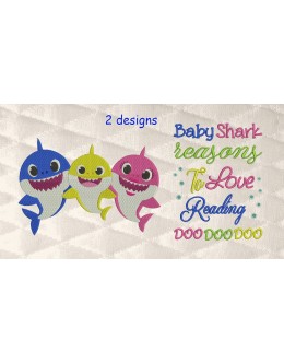Baby shark embroidery with baby shark reasons