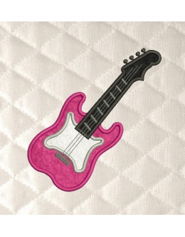 Guitar applique embroidery design